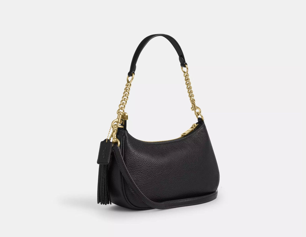 NWT Coach Leather Teri Shoulder Bag With Rivets In Black