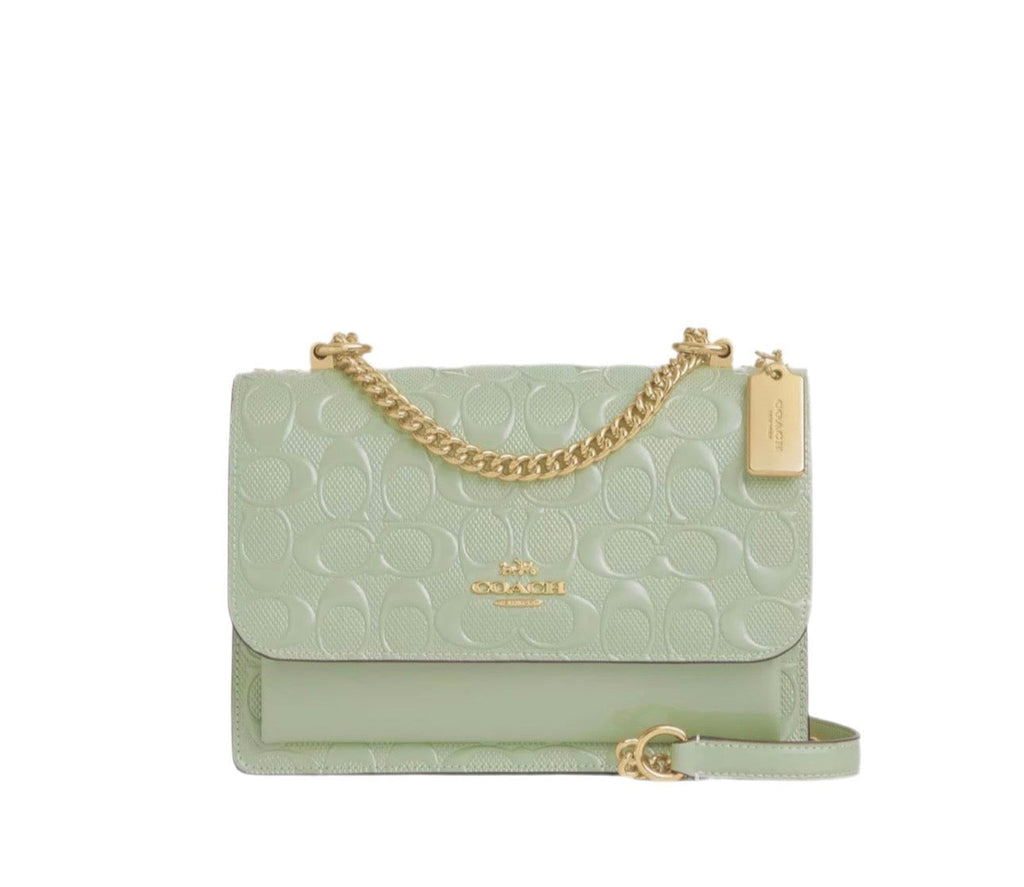 NWT Coach Klare Crossbody Bag In Signature Leather In Gold/Pale Green