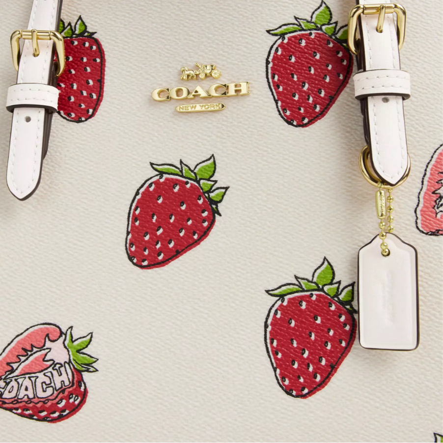 NWT Coach Mollie Tote Bag 25 With Strawberry Print