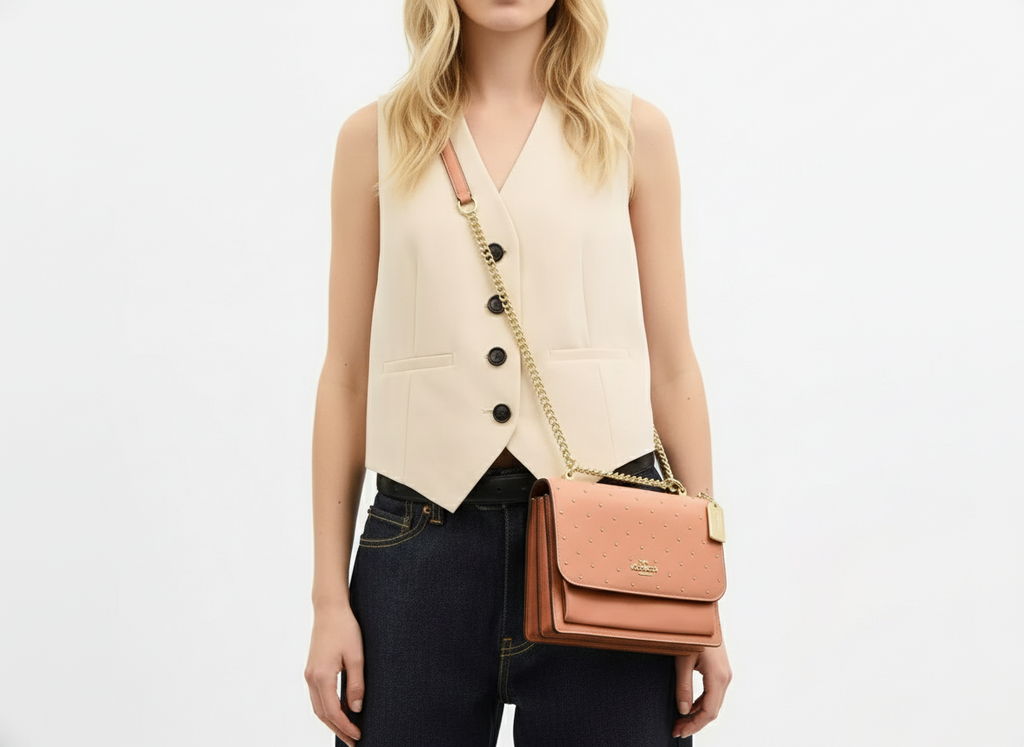 NWT Coach Klare Leather Crossbody Bag With Rivets In Peach