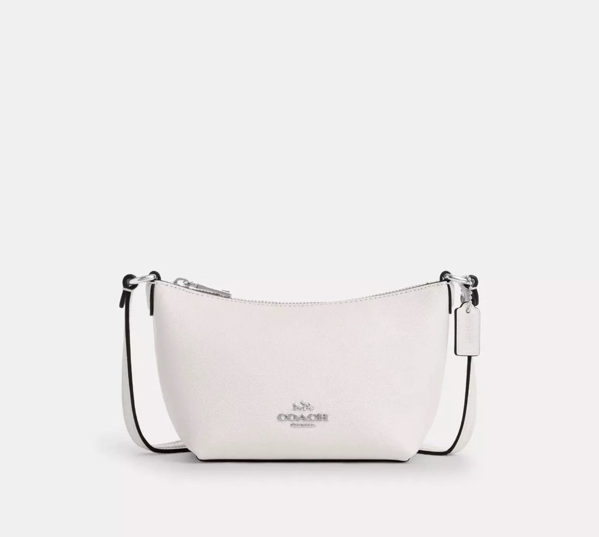 NWT Coach Small Zip Top Leather Crossbody Bag In Chalk