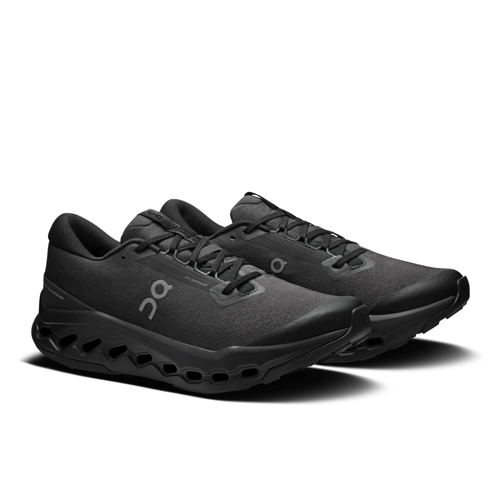 On Running Men's Cloudsurfer Trail 2 Waterproof Shoes - Black / Black